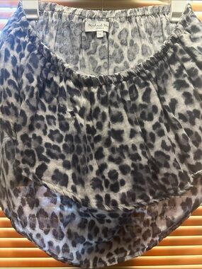 Michael Stars Gray Leopard Print Sheer Blouse